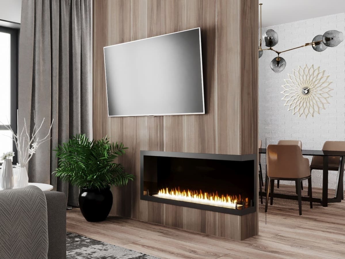 Биокамин "Русский огонь" Честер 1200 угловой правый с декоративным стеклом (стемалитом) по цене 46 200 руб.