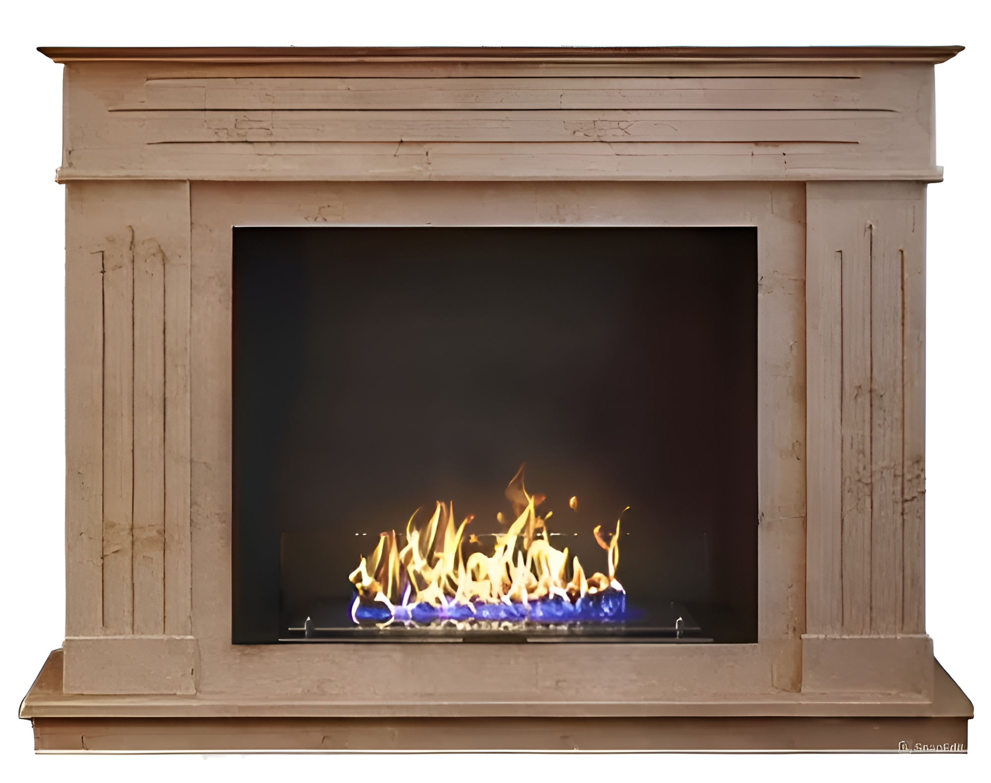 Биокамин в мраморном портале "Русский огонь" Варшава Crema Nova по цене 206 000 руб.