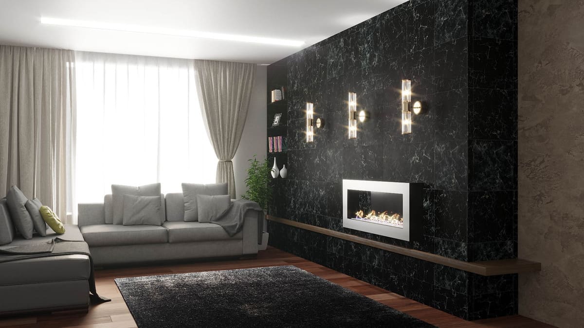 Биокамин "Русский огонь" Хай-тек 1100N настенный с декоративным стеклом (стемалитом) по цене 41 650 руб.