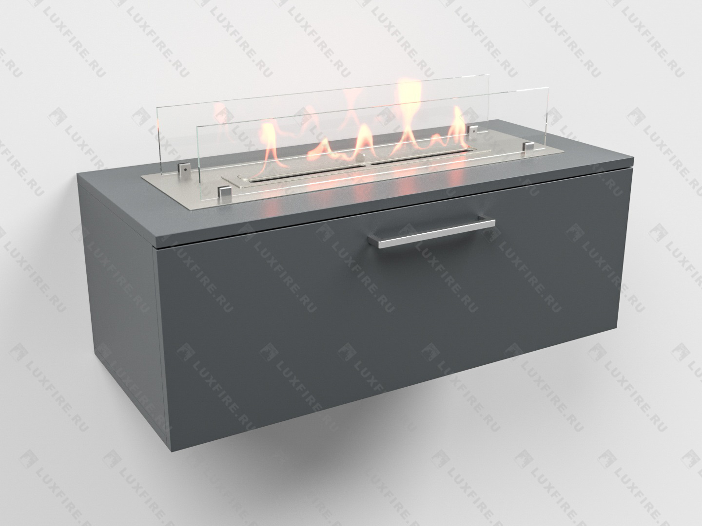Тумба универсальная Lux Fire "Варвара" 800, графит, с биокамином 450 XS
